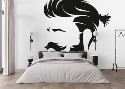 mens hairstyle with a beard and mustache Wall mural