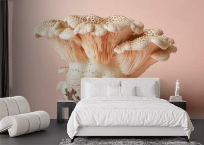 Lion s mane mushroom hericium erinaceus on pastel background   fungal beauty in soft hues Wall mural