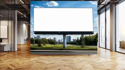 Marketing Billboard. Empty clear white billboard. Design Template.
 Wall mural