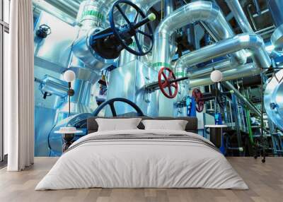 Industrial Steel  pipelines and valves Wall mural