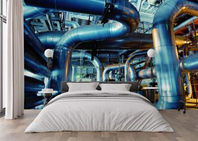 Industrial zone, Steel pipelines and valves Wall mural