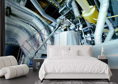 Industrial zone, Steel pipelines in blue tones Wall mural