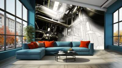 pipeline cad design concept Wall mural