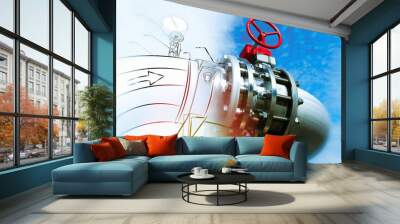 Sketch of piping design concept. Toned image. Motion blur effect. Wall mural