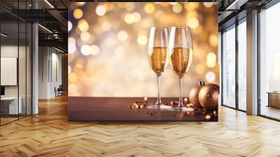 New year christmas party with champagne Wall mural