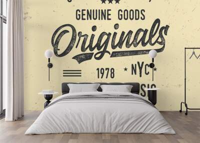 NYC. Vintage Textured Design for T Shirt. Print, Logo, Poster. Vector Illustration. Wall mural