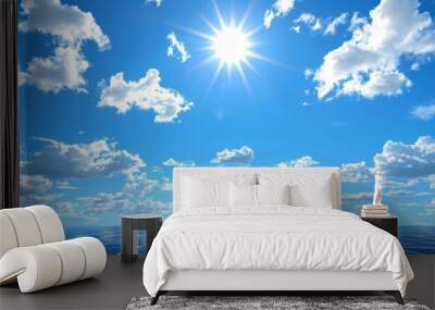 Panoramic solar panel against blue sky with ample space for text placement to maximize visual impact Wall mural