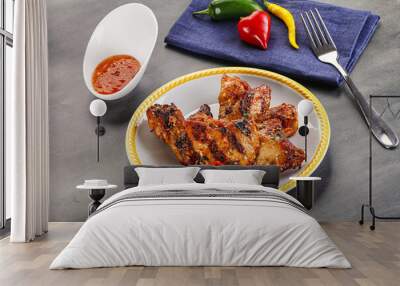 Buffalo grilled chicken wings barbecue Wall mural