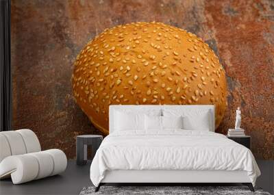 Burger bun with sesame seeds Wall mural