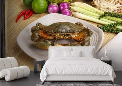 Delicous fresh raw uncooked crab Wall mural