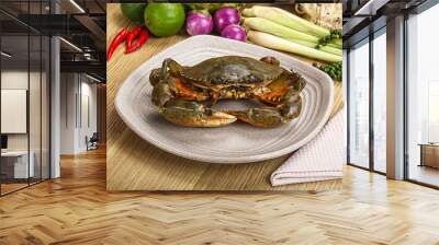 Delicous fresh raw uncooked crab Wall mural