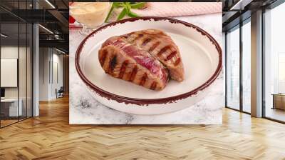 Delicous grilled tuna dish steak Wall mural