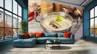 Delicous mushroom champignon cream soup Wall mural