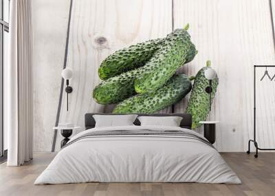 Fresh natural organic cucumbers heap Wall mural