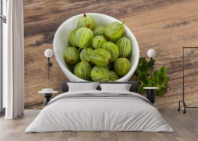 Fresh ripe green sweet gooseberry Wall mural