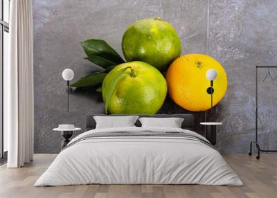 Fresh ripe sweet juicy mandarins Wall mural