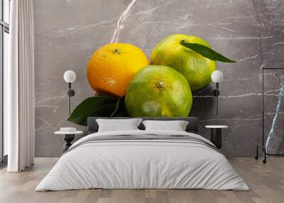 Fresh ripe sweet juicy mandarins Wall mural