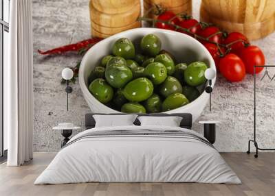 Green marinated Italian Selezione olives Wall mural