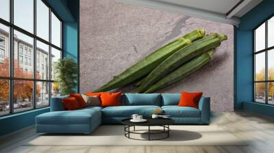 Green ripe tasty okra tropical vegetable Wall mural