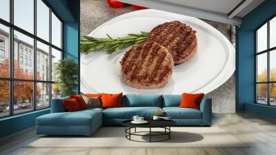 Grilled two beef burger cutlet Wall mural