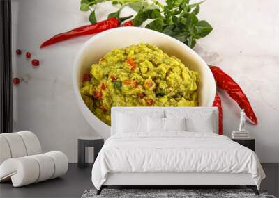 Guacamole with avocado, tomato and chili Wall mural