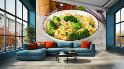 Italian pasta farfalle with broccoli Wall mural