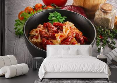 Italian pasta with dry tomato Wall mural