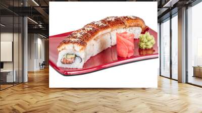 Japanese traditional Cuisine - Maki Roll with Cucumber , Cream C Wall mural