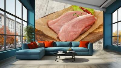 Juicy raw pork steak meat Wall mural