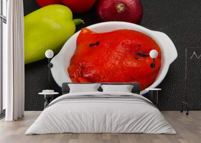 Marinated baked red bell pepper Wall mural