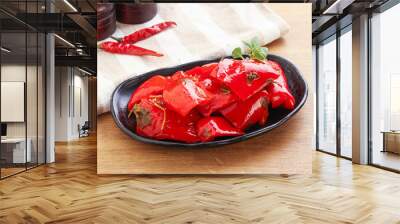 Marinated red bell pepper with oil Wall mural