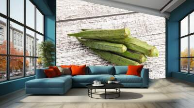 Natural organic raw green okra Wall mural