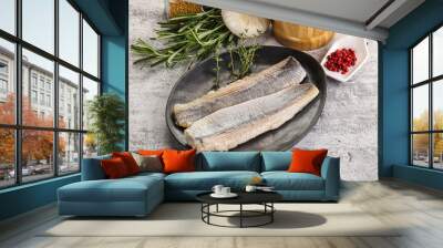 Pickled atlantic tasty herring fillet Wall mural