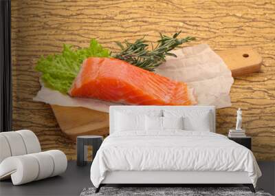 Piece of raw salmon Wall mural