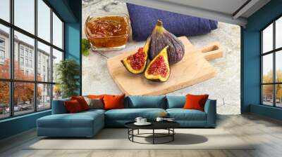 Purple ripe fig with cut Wall mural