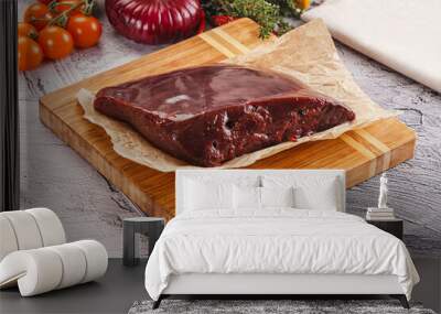 Raw beef liver for cooking Wall mural