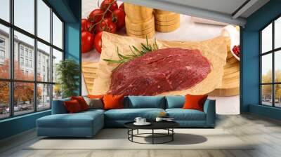 Raw beef meat uncocked steak Wall mural