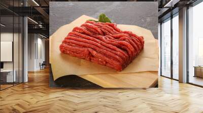 Raw beef minced meat over board Wall mural