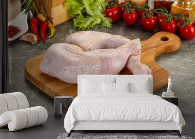 Raw chicken leg foe cooking Wall mural