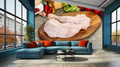 Raw chicken leg foe cooking Wall mural