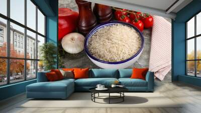 Raw delicous basmati rice heap Wall mural