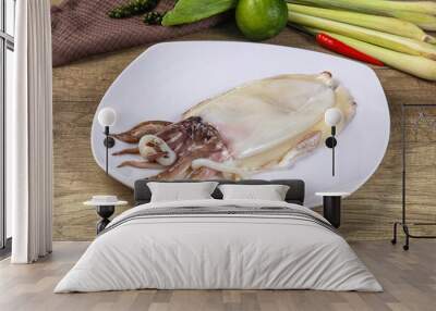 Raw fresh cuttlefish for cooking Wall mural