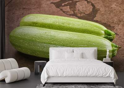 Raw green ripe zucchini vegetable Wall mural