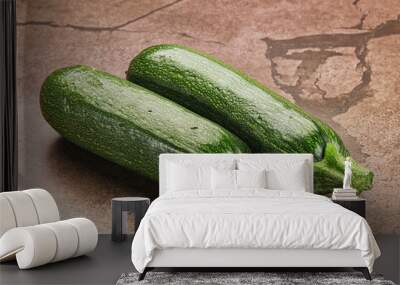 Raw green ripe zucchini vegetable Wall mural