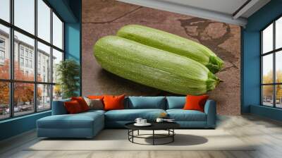 Raw green ripe zucchini vegetable Wall mural