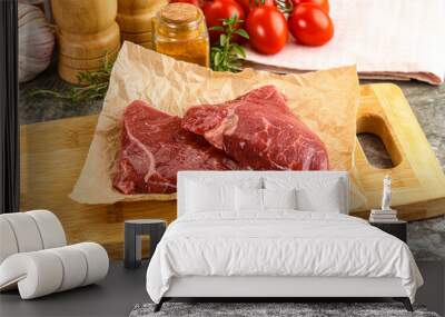 Raw marble uncooked beef steak Wall mural