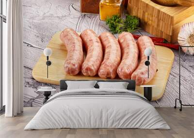 Raw meat sausages for grill Wall mural