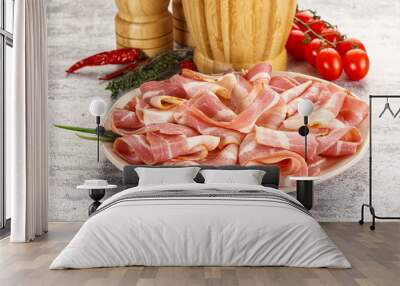 Raw pork bacon for breakfast Wall mural