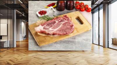 Raw pork neck steak uncoocked Wall mural