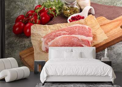 Raw pork steak for cooking Wall mural